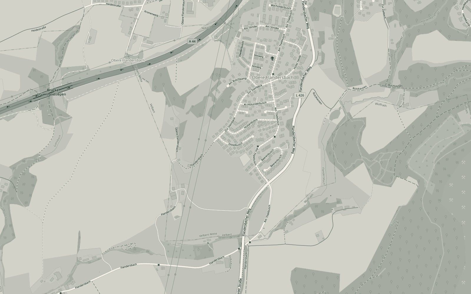 Karte: Lage des Ateliers, Zur Steinbeck 25, Velbert